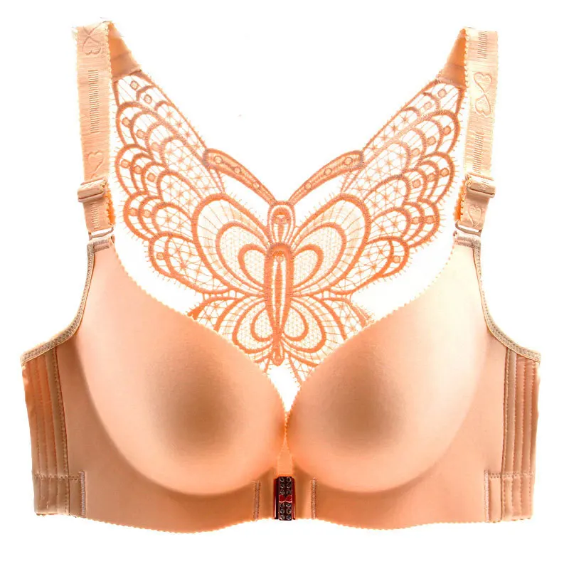 

E Cup Bra Women Push Up Plus Size Lingerie Lady Front Closed Button Butterfly Underwire Brassiere Female Underwear French Wear