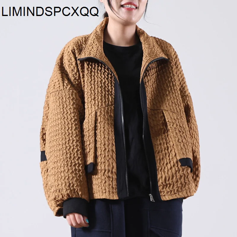 

Осенние женские куртки на молнии, свободные пальто, женская черная верхняя одежда, пальто с длинным рукавом 2021, одежда в Корейском стиле Хар...