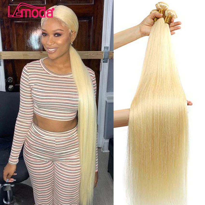 Lemoda 613 пряди прямые человеческие волосы 28 30 дюймов бразильские Remy Цветной блондин