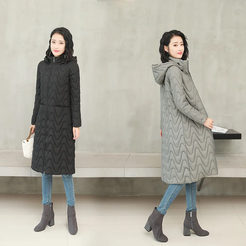 Лидер продаж женская зимняя куртка выше колена новая модная Корейская версия с