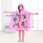 Детское пляжное банное полотенце с капюшоном и мультяшным рисунком русалки, мягкое пончо для бассейна для мальчиков и девочек, детское банное платье, Пижама