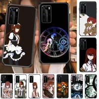 steins gate anime phone case for huawei p 40 30 20 10 9 8 lite e pro plus black etui coque painting hoesjes comic fas