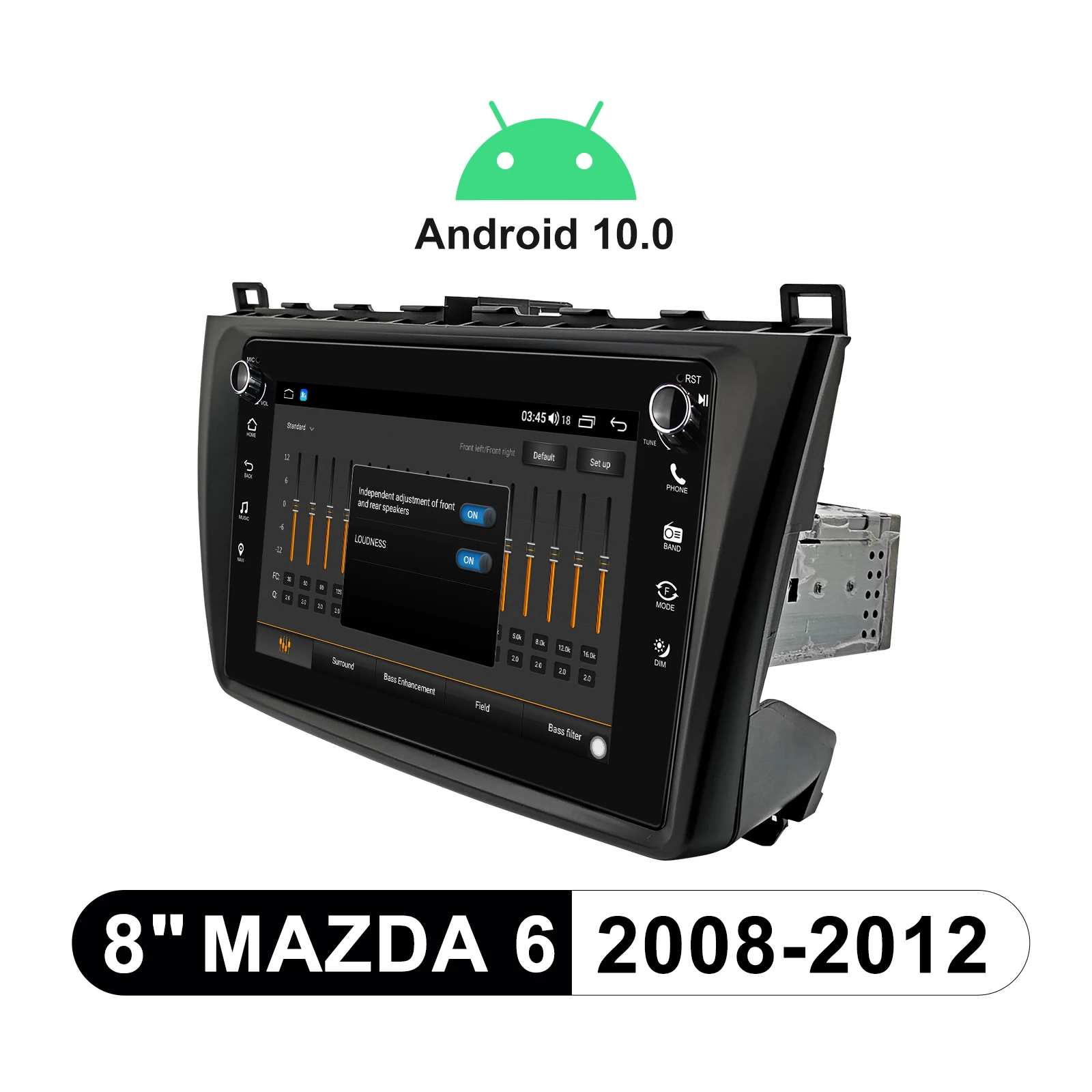저렴한 8 인치 헤드 유닛 안드로이드 10.0 터치 스크린 라디오 스테레오 자동차 멀티미디어 플레이어 1 Din, 마쓰다 6 2008-2012 무선 카플레이 4G