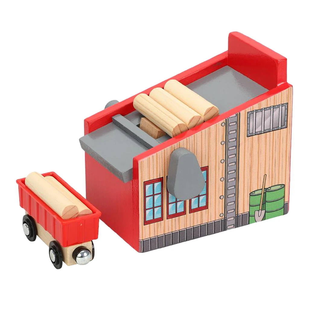 

Деревянный трек для поездов, аксессуары, деревянные игрушки, Литая железная дорога