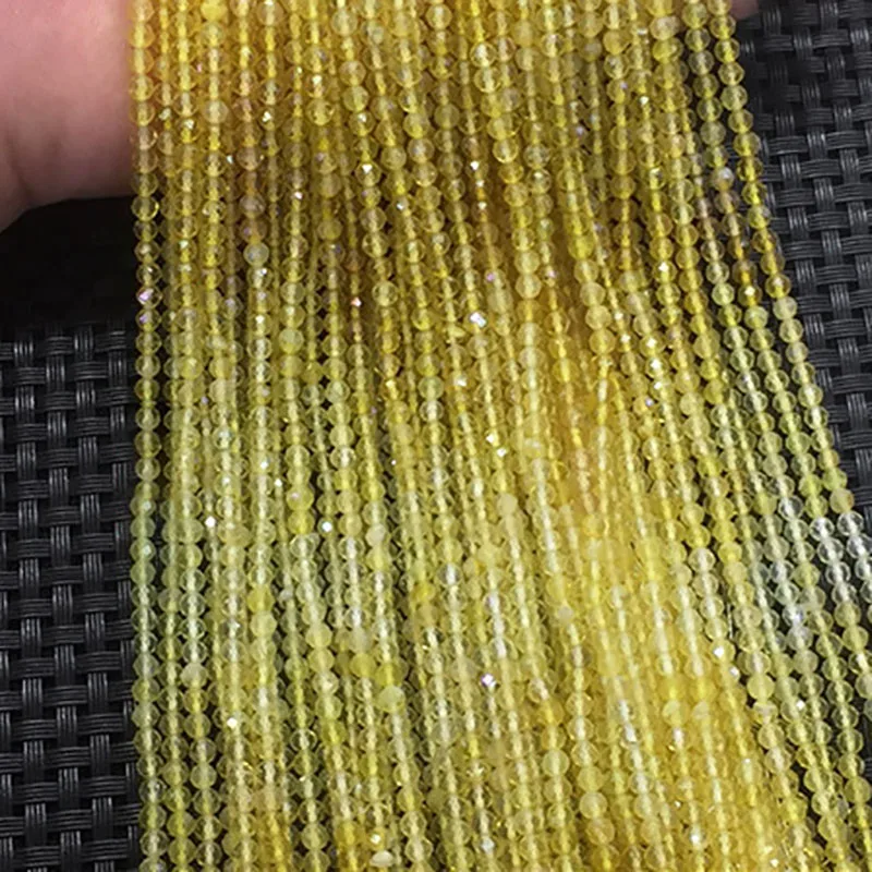 

2-4mm Natural Faceted yellow opal round Stone Beads For DIY necklace bracelet jewelry making 15 "free delivery