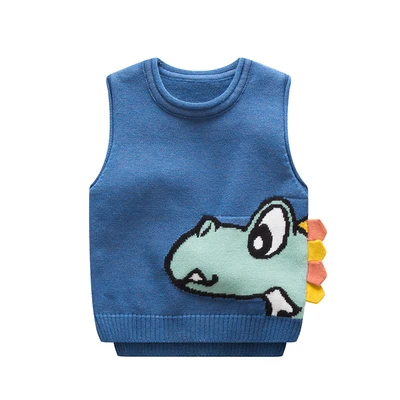 Одежда для маленьких детей Сезон осень-зима Вязаный свитер мальчиков Жилет Принт