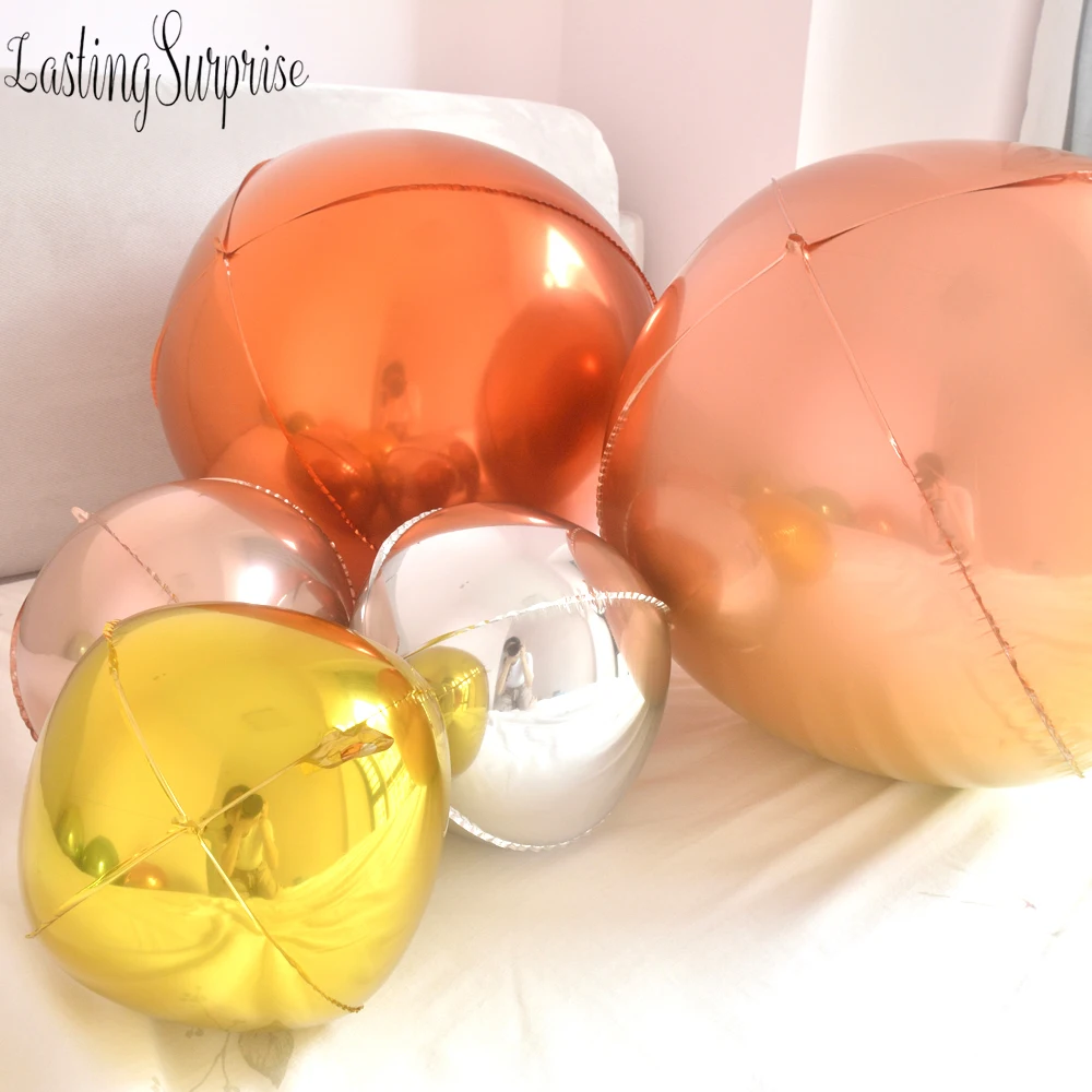 Шары из фольги 4D 2 шт. большие круглые шарики в форме сферы алюминиевая фольга
