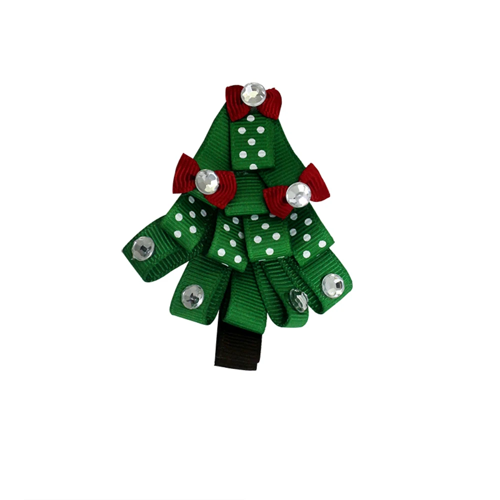 

Christmas Tree Hair Clip 3 Inch Cute Ribbon Bow Belt Clip For Girls Exquisite Hair Accessories