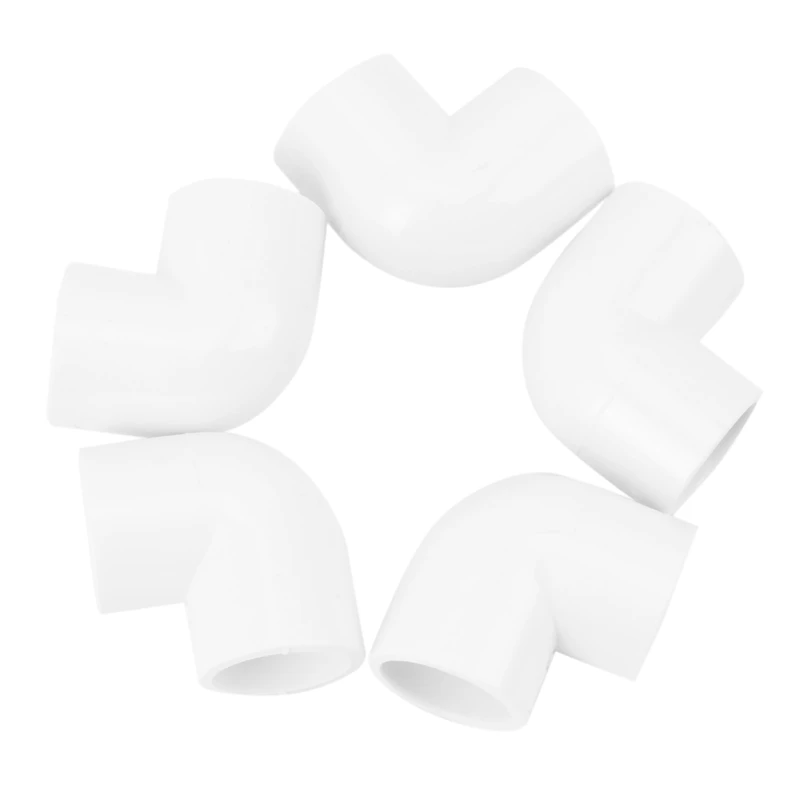 

5 Pieces 20mm Dia 90 Angle Degree Elbow PVC Pipe Fittings Adapter Connector White