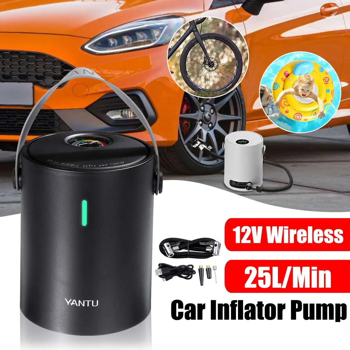 150PSI беспроводной Перезаряжаемый ЖК-дисплей/Механика 25л/мин шины надувной портативный воздушный компрессор автомобильный велосипед шин насос