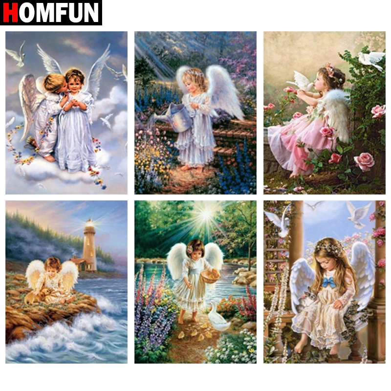 HOMFUN Алмазная вышивка крестиком на рисунке Крылья ангела для детского творчества
