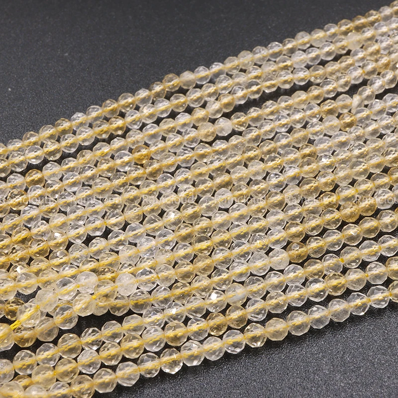 

Граненые круглые бусины из натурального цитрина, небольшие камни, Жемчужины для изготовления ювелирных изделий, рукоделия, браслетов, ожер...