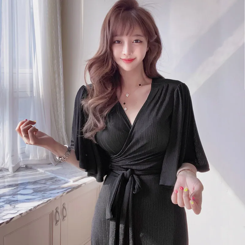 Женское летнее пляжное макси Повседневное платье с v-образным вырезом и разрезом