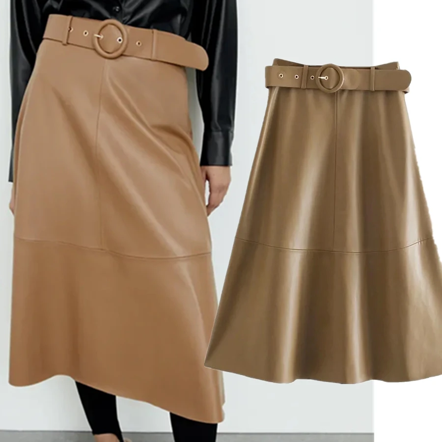 

Юбка Maxdutti Женская модная 2021 в английском стиле Ofiice женская элегантная однотонная кожаная юбка женская модная простая с поясом