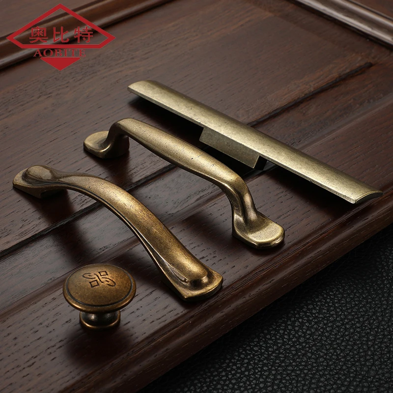 Ручка для шкафа AOBT в стиле ретро желтая бронзовая ручка кухонных дверей ящики