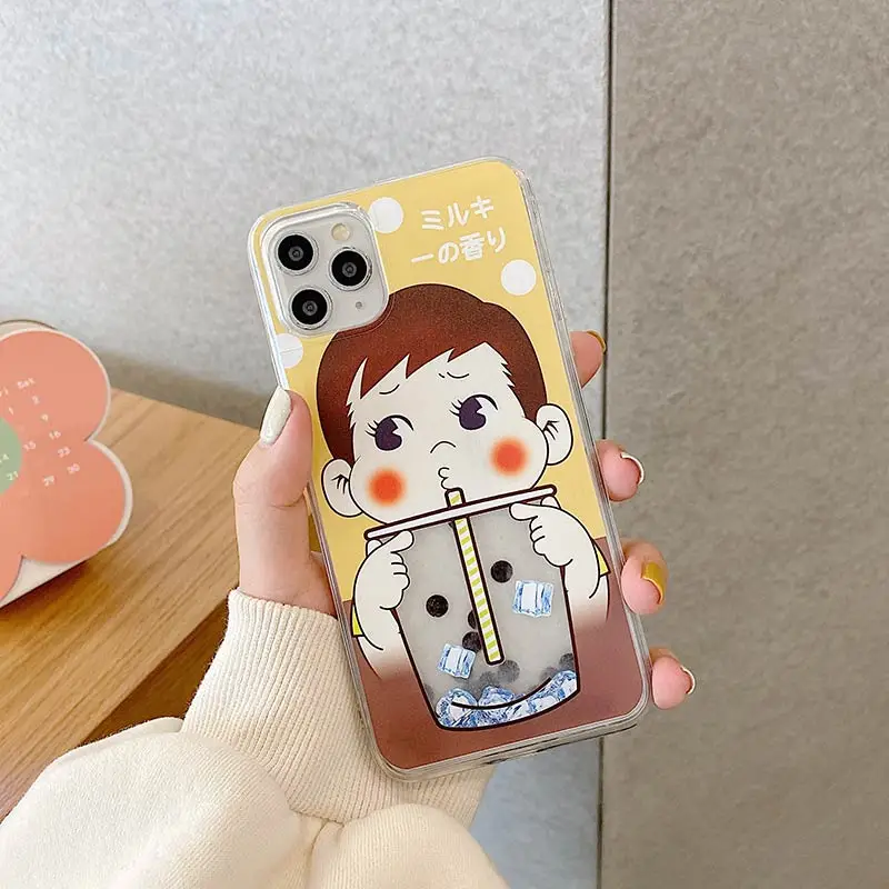 Японский молочный чехол для телефона Peko Poko Bubble tea quicksand iPhone XS MAX XR 6 7 8 Plus 11 Pro Max |