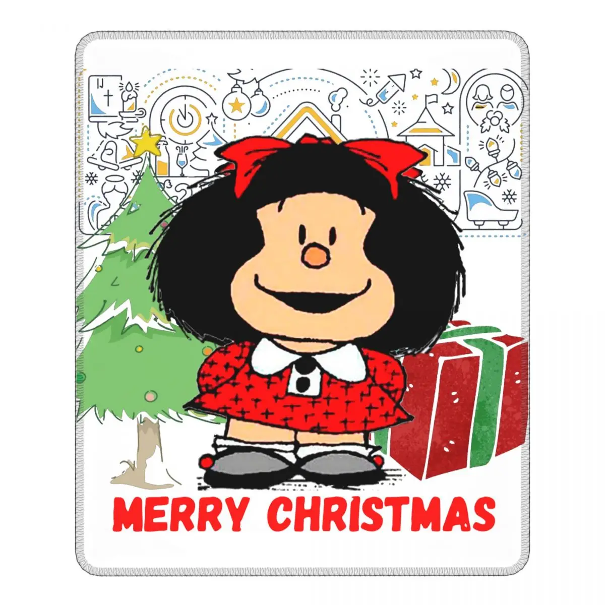 

Рождественский милый коврик для мыши Mafalda, Quino, Аргентина, мультяшный коврик с фиксирующимся краем, резиновые коврики для компьютерной клави...