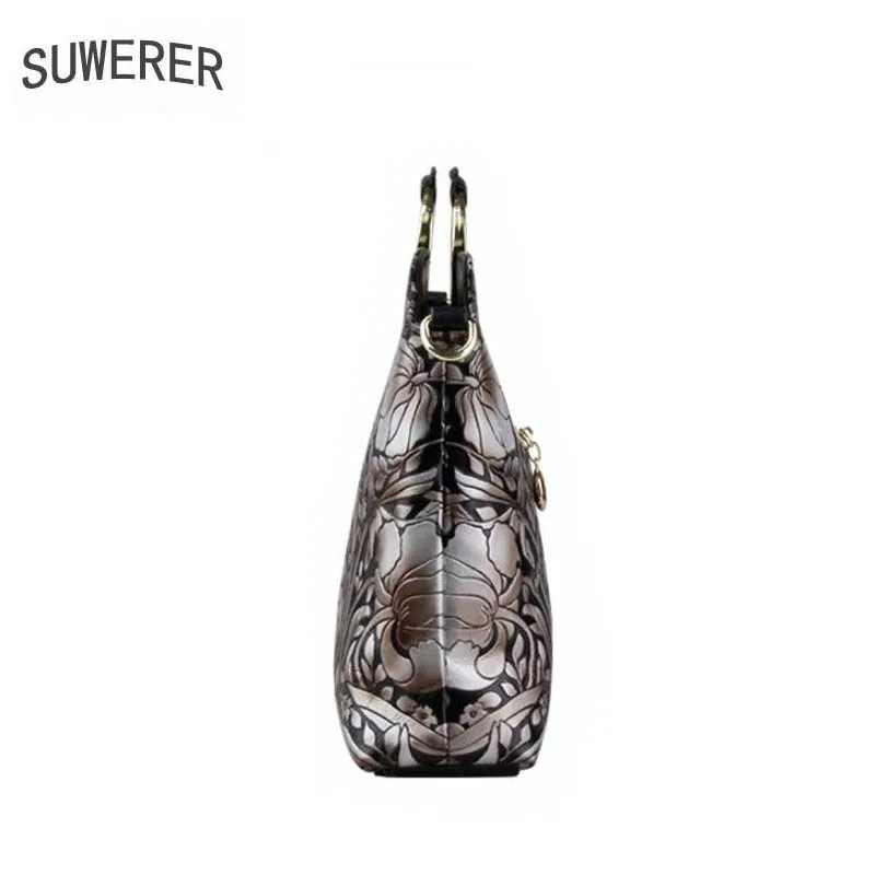 Новинка 2019 женские сумки SUWERER из натуральной кожи ретро модная сумка с тиснением