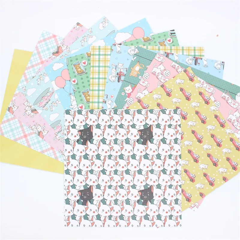 

KSCRAFT, 12 шт., 6 дюймов, Односторонняя печатная бумага с изображением милого кота, креативная бумага для рукоделия, ручная работа, комплект для с...