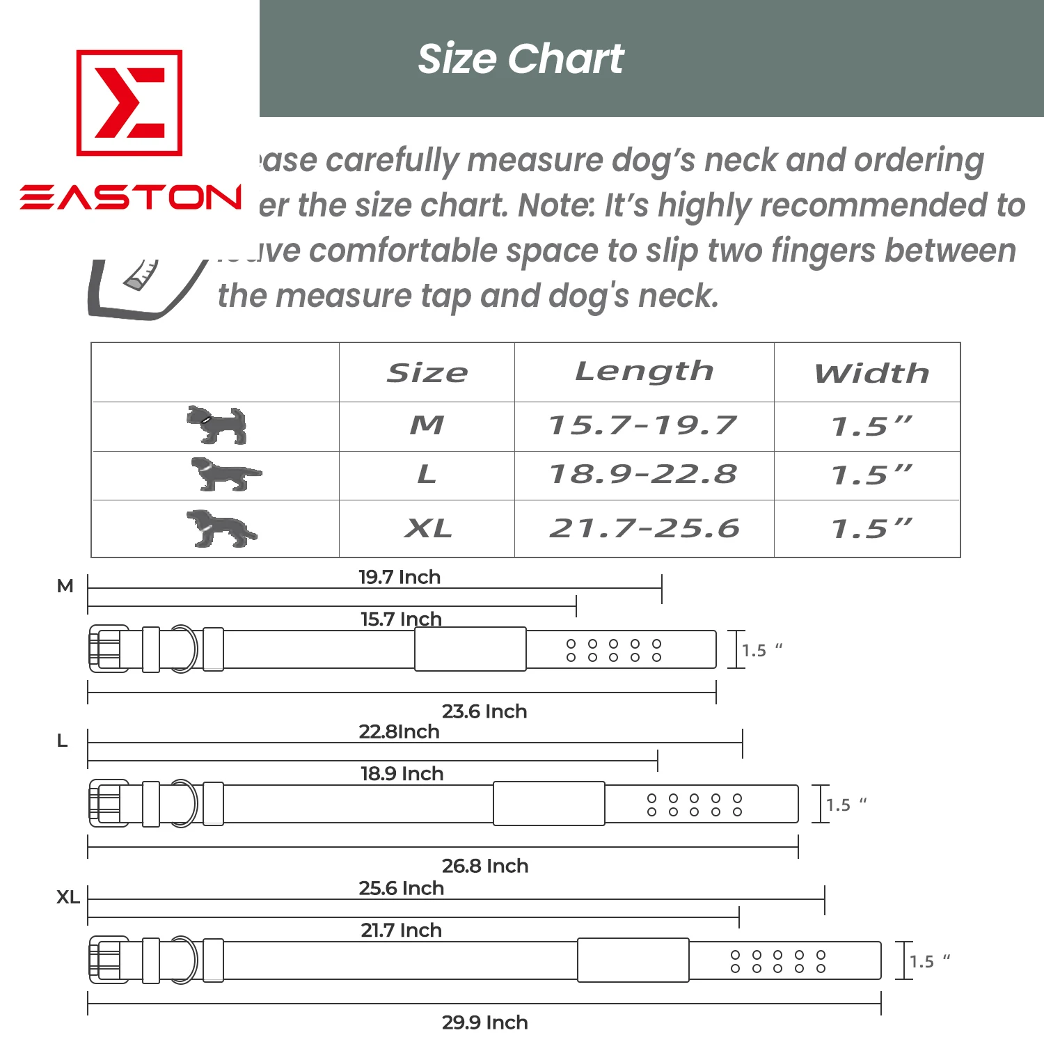 

EastonMilitary Dog Collar Adjustable 1.5 Width Nylon Tactical Dog Collar Working K9 Collar With Metal D Ring & Buckle