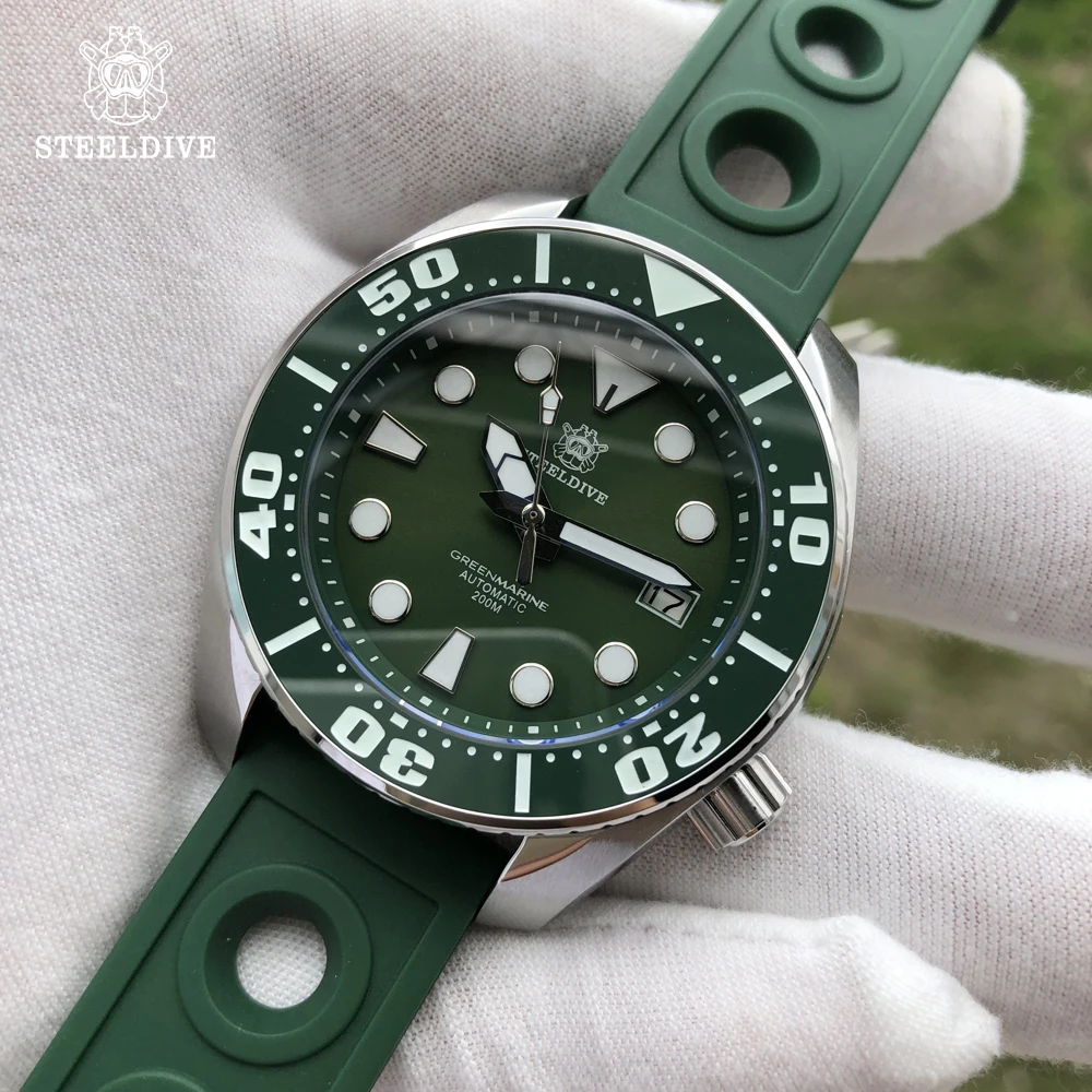 Новинка механические часы STEELDIVE NH35 автоматические для дайвинга C3 светящиеся