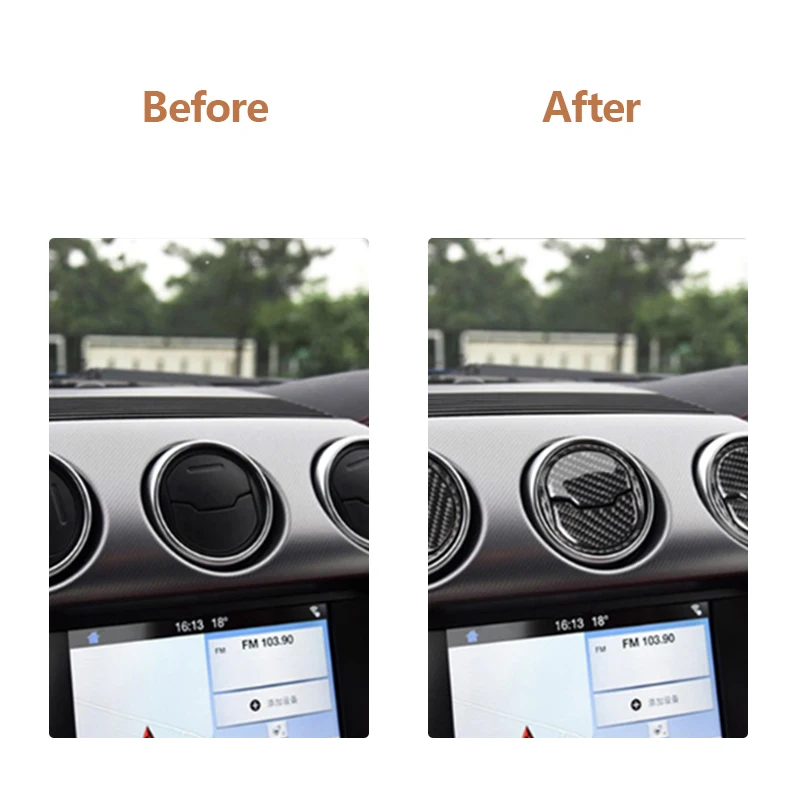 

9Pcs/set Carbon Fiber For Ford Mustang 2015-2017 Interior Air Vent Outlet Panel Cover Decor Sticker Car Styling Accessories