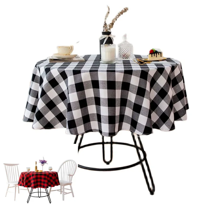 

Европейский кружевной круглый клетчатый чехол для стола, тканевое полотенце, кухонная Рождественская скатерть, украшение для дома на день ...