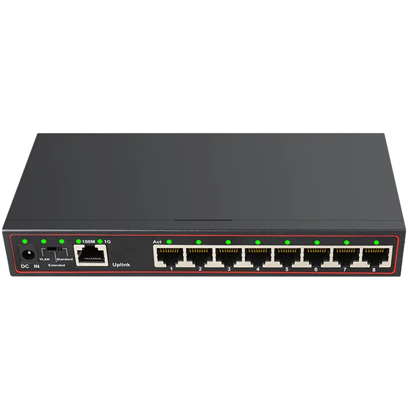 9 портовый гигабитный коммутатор POE 250 м 8 портов 100 + 1 порт 1000 Ethernet источник питания