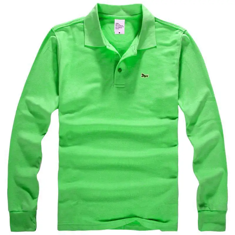 Рубашка-поло мужская с длинными рукавами 100% хлопок Повседневная модная