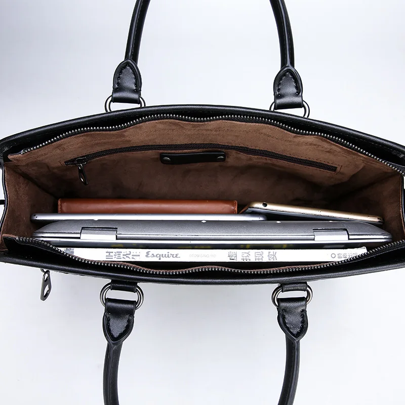 Men's Briefcase Luxury Woven Leather Laptop Bags Men Shoulder Handbag Office Business Travel Bag Bags for Documents Big images - 6