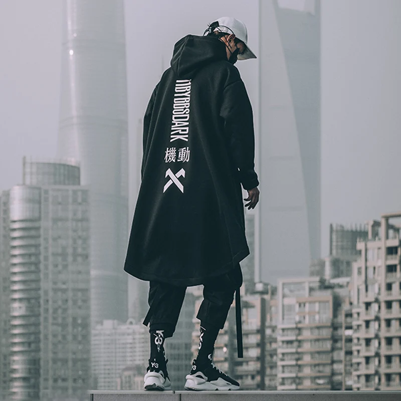 Retro cloak trench coat loose hiphop women 2020 Men's clothes Harajuku oversized hooded Sweatshirt hoodie dark streetwear man