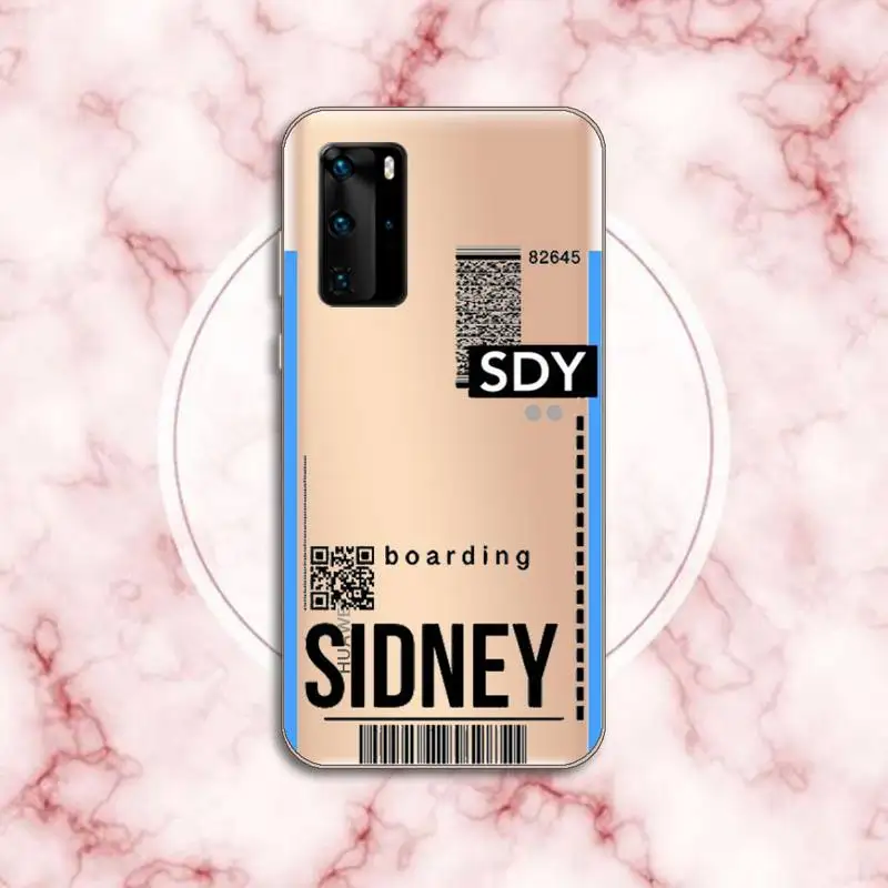 

Air ticket airplane travel Phone Case Transparent for Huawei P honor 8 10i 20 30 40 smart 2019
