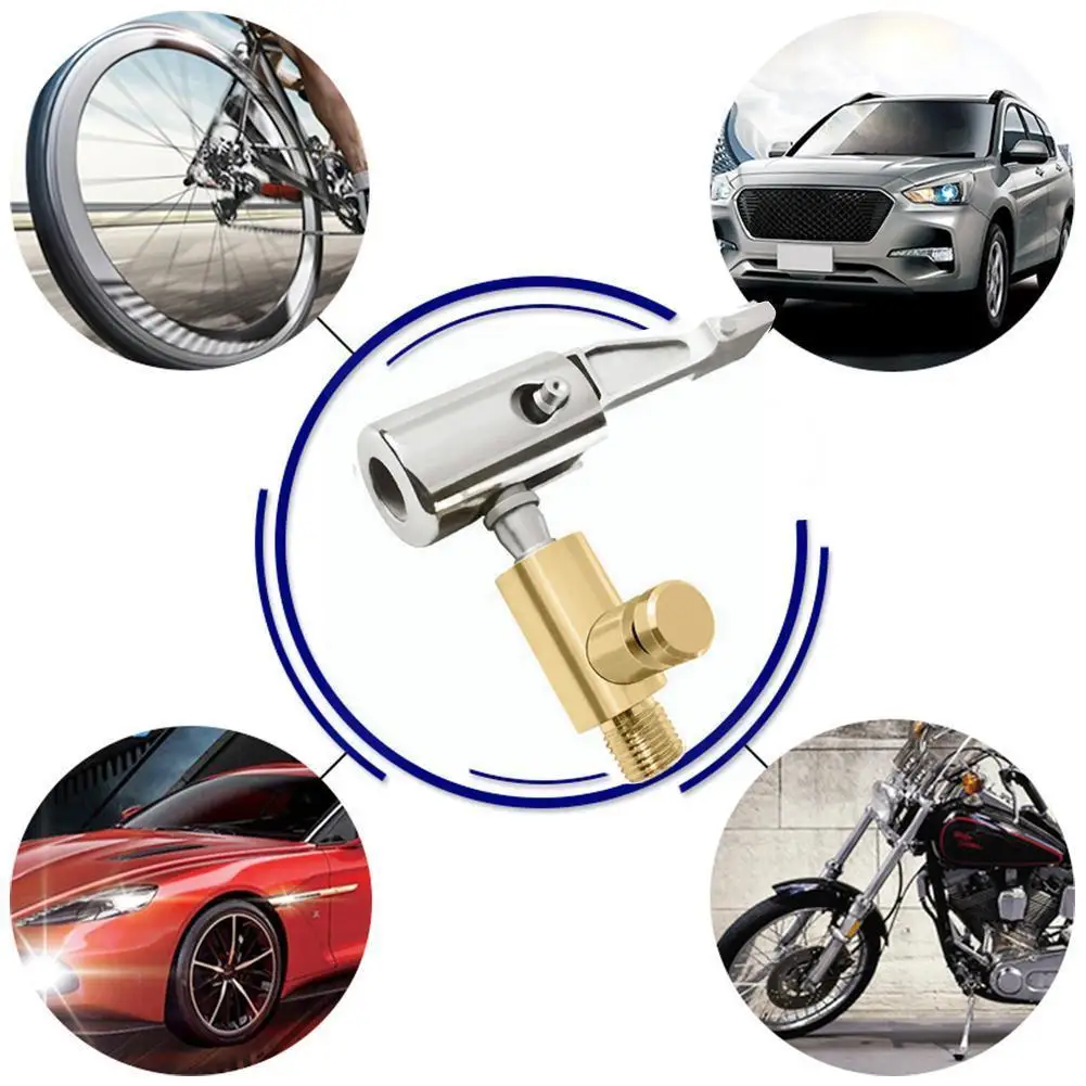 

Inflatable Pump For Car Tire Portable Air Chuck Inflator Pump Valve Connector Clip-on Adapter Car Zinc Alloy Tyre Wheel Val K2E7