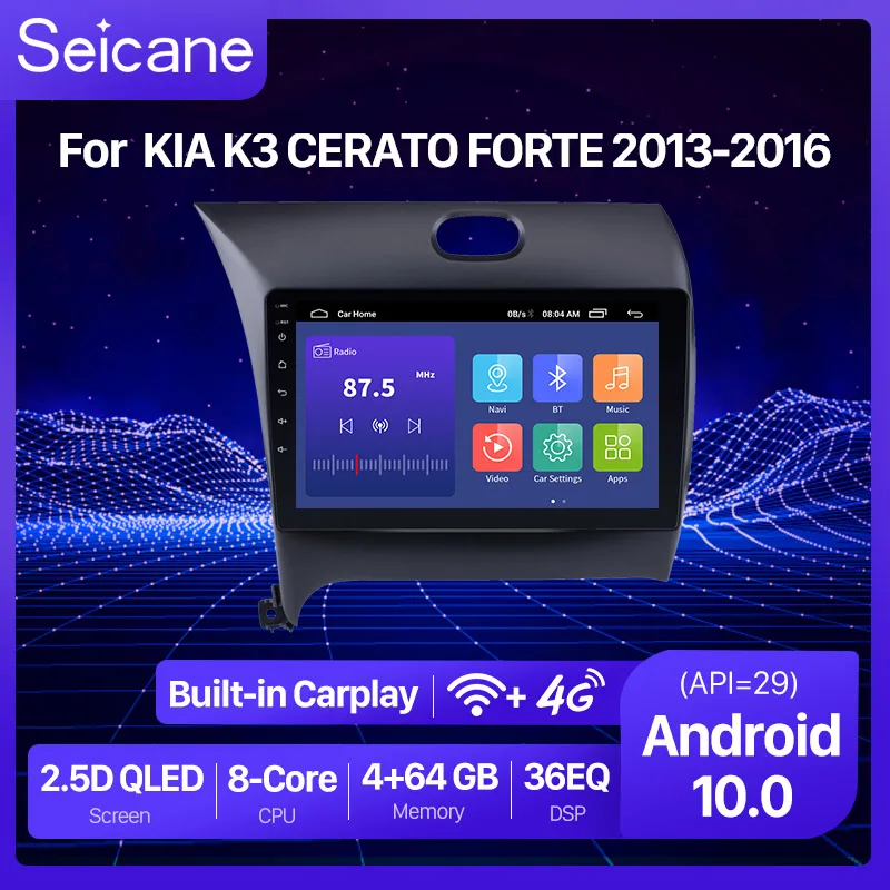 Автомобильный мультимедийный плеер Seicane 2Din Android 10 0 GPS для KIA K3 CERATO FORTE 2013 2014 2015 2016