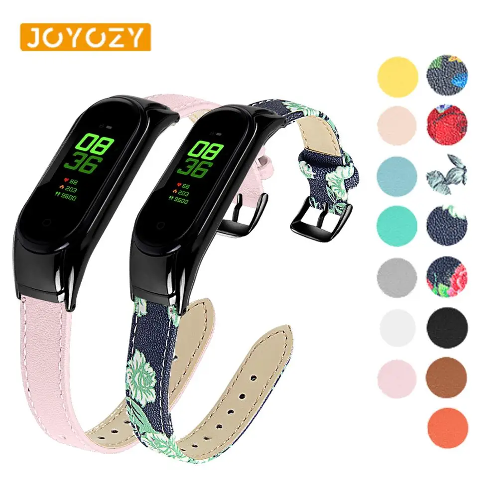 Кожаный Смарт браслет Joyozy для часов xiaomi mi band 3 сменный ремешок черный Mi Band