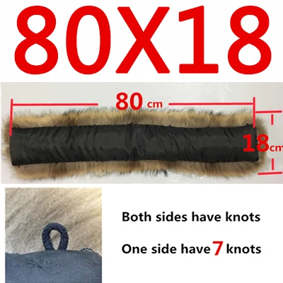 80cmx18cm Новинка, высокое качество, зима, натуральный мех енота, воротник, женские шарфы, модное пальто, свитер, шарфы, шапка большого размера - Цвет: 80cmx18cm