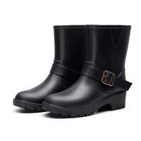 mid top rain boots women wedge rainboots round toe water shoes waterproof rain shoes chaussures femmes womens galoshes shoes