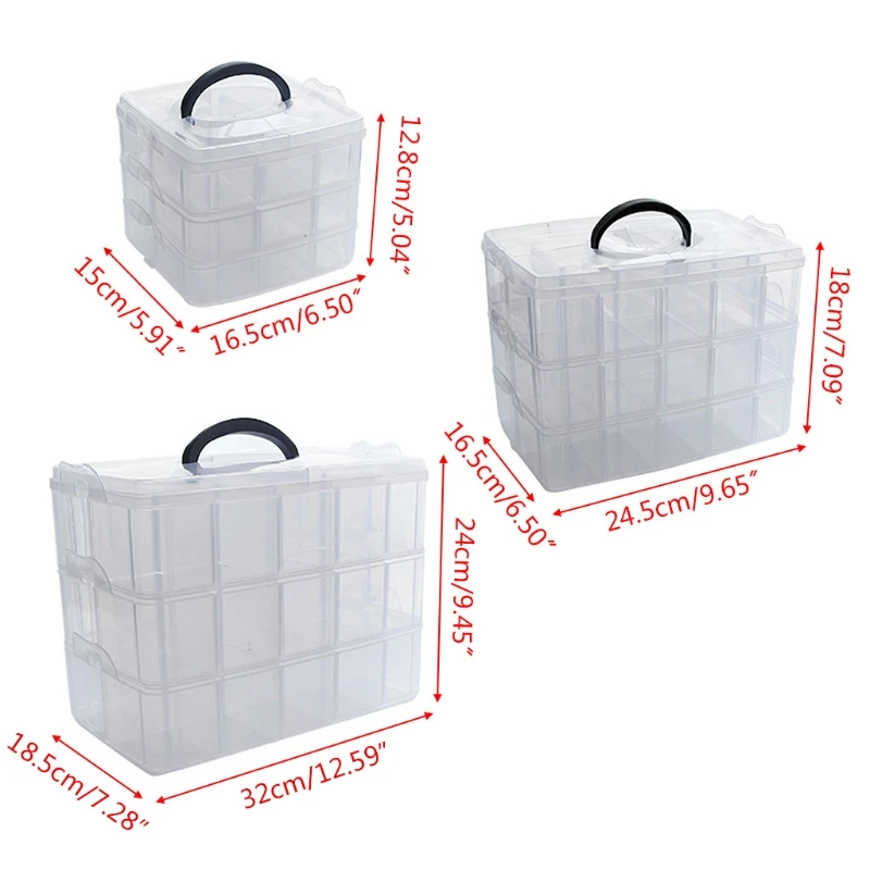 

Transparent Storage Box Clear Stationery Organizer Cosmetics Tape Art Supplies Case Holder with Detatchable Compartments
