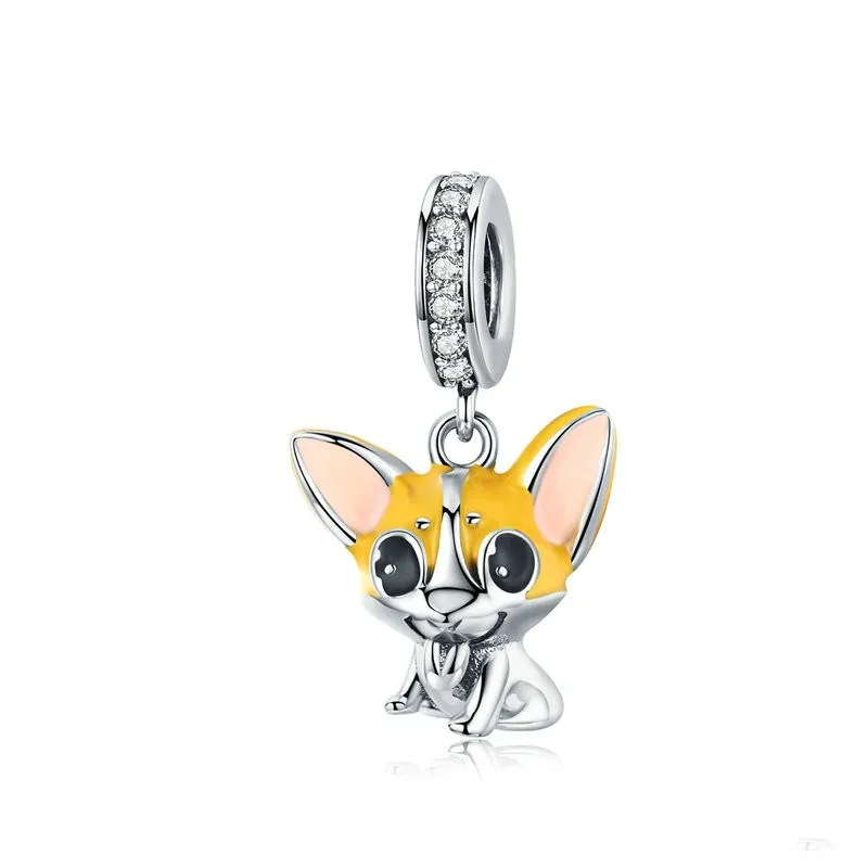 Fit Pandora браслет серебро 925 CZ лук собака медведь лапа лиса Летающий Динозавр талисманы S925 белка и орех бык бусины DIY ювелирные изделия - Окраска металла: as0078