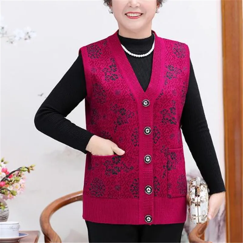 Новинка жилет для пожилых людей среднего возраста свитер женщин кардиган весны и
