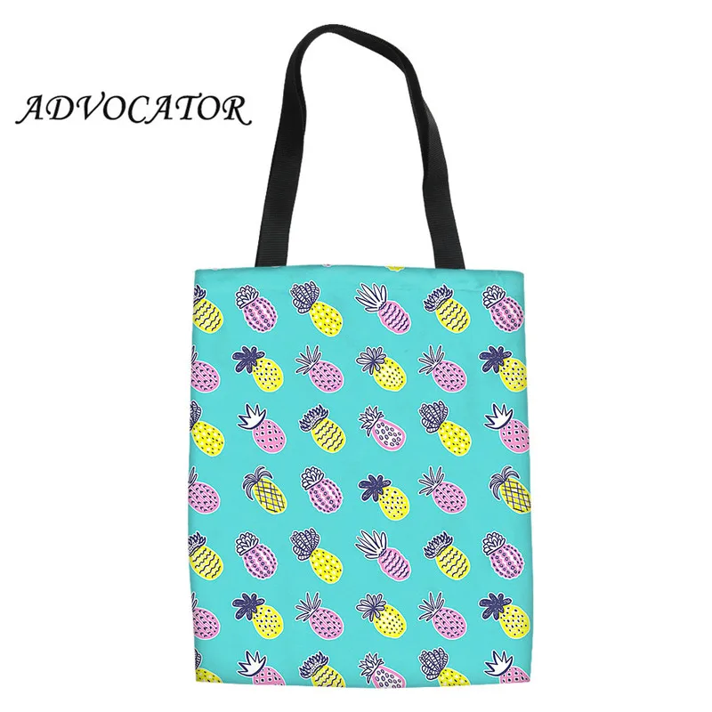 Женская хозяйственная сумка с рисунком кактуса и ананаса холщовые сумки-тоут