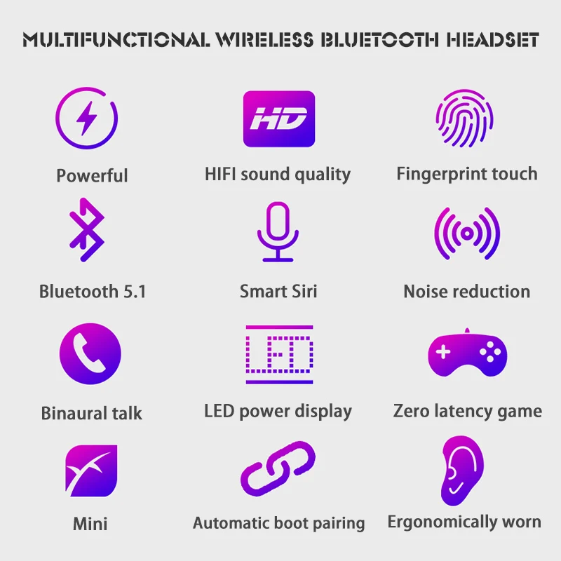Беспроводные Bluetooth наушники с зарядным устройством на 500 мА · ч HD стерео