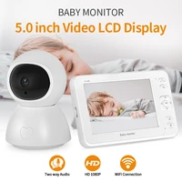 wireless 5 0 inch color display 1080p video baby monitor with camera temperature motion detection baby phone wifi nanny camera