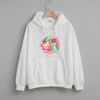 Корейский Стиль женские толстовки с капюшоном и Свободные хлопчатобумажные повседневные брюки с оборками со штриховыми рисунками; Пуловер с длинными рукавами с принтом с капюшоном мягкие фуфайки Свободная Толстовка