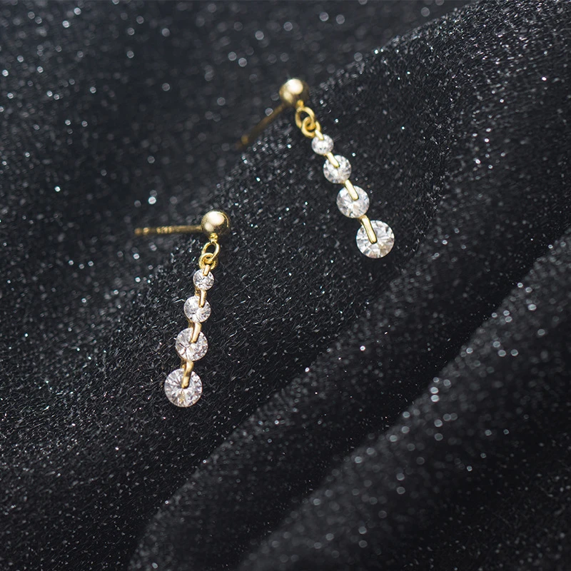 

Женские серьги-подвески MloveAcc, классические подлинные серьги из стерлингового серебра 925 пробы с кубическим цирконием, золотого цвета, ювели...