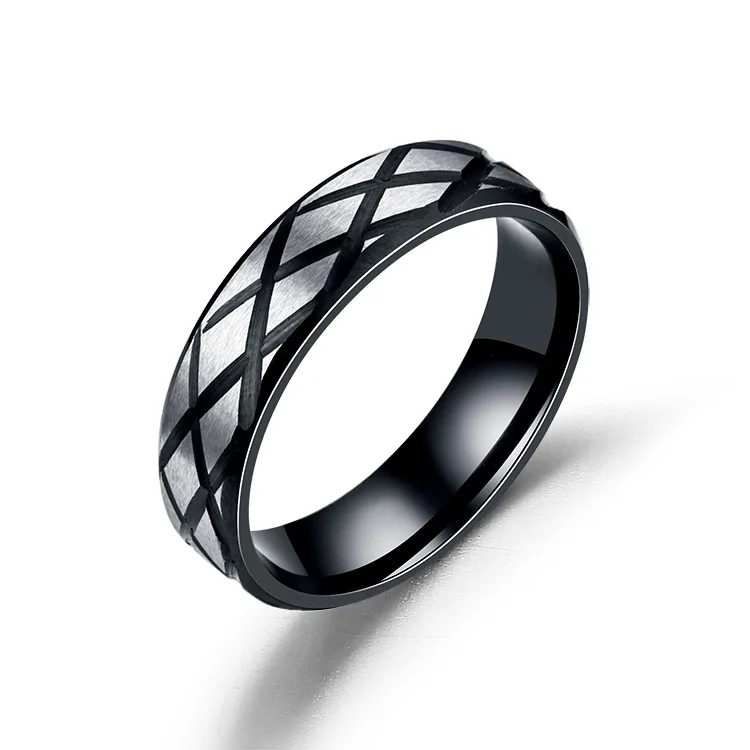 

AsJerlya Black Silver Color Stainless Steel Cool Motorcycle Tire Rings for Men Hip Hop Punk Biker Ring Geometric Striped Ring