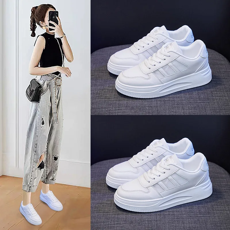 

Little White Shoes Women's Summer 2021 New Style Mesh Breathable Korean Thick-soled Mesh Shoes Sneakers