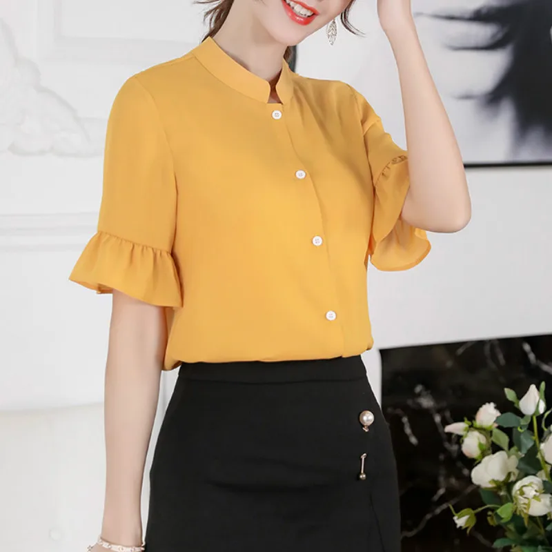Женские однотонные рубашки простая тонкая Милая модная женская одежда в