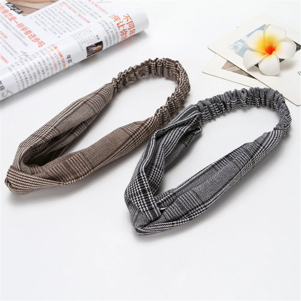 Повязка для волос женская с перехлёстом хлопковая эластичная мягкая лента узлом