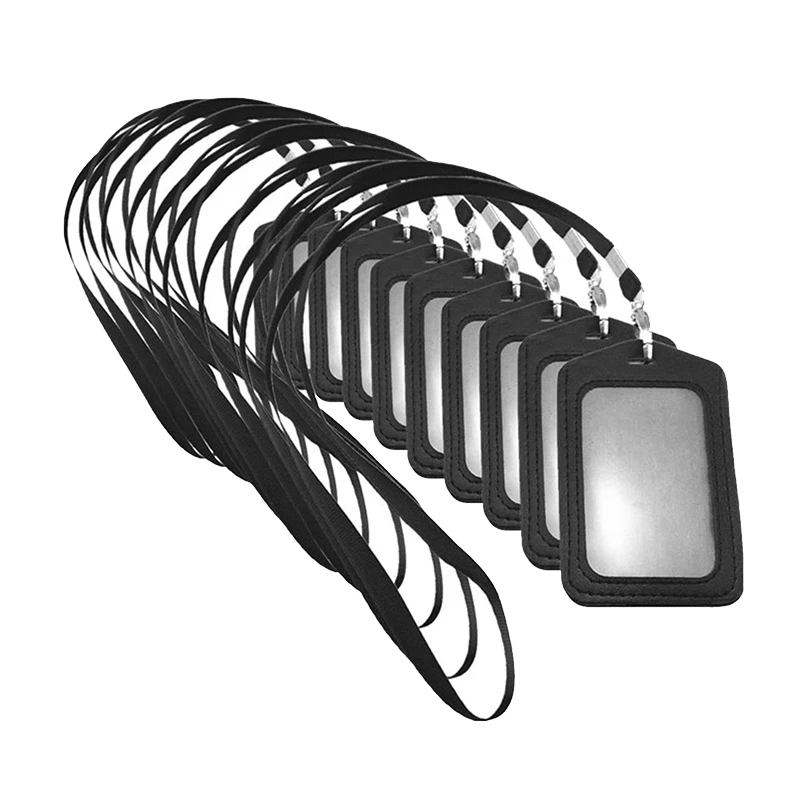 

10 Pack Card Holder Vertical Badge Holder with Clear ID Card Window and Lanyard for Office School ID Credit Card